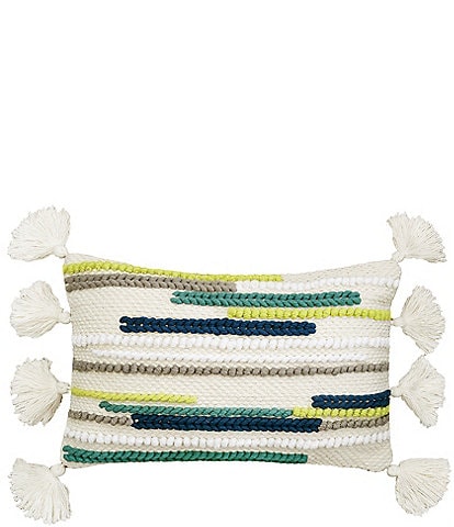 carol & frank Toni Hand Woven Textured Striped Tassel Decorative Pillow