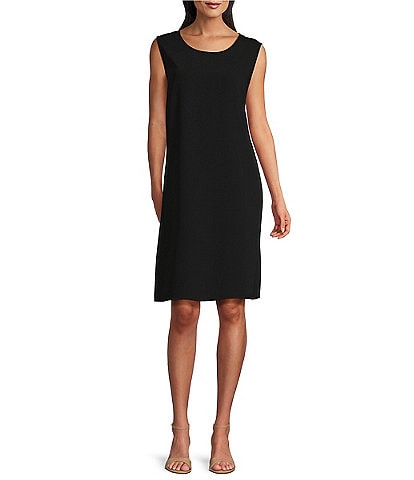 Caroline Rose Matte Crepe Scoop Neck Sleeveless A-Line Dress