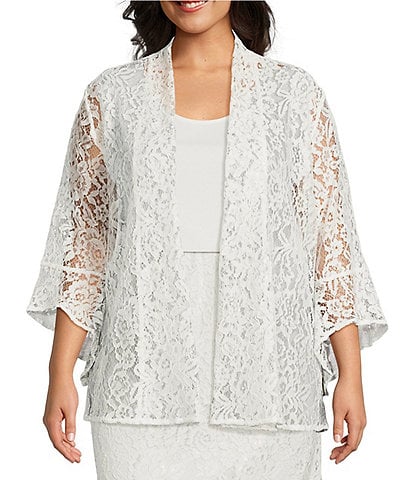 chesca Gupiere Floral Lace Jacket, White/Coral at John Lewis & Partners