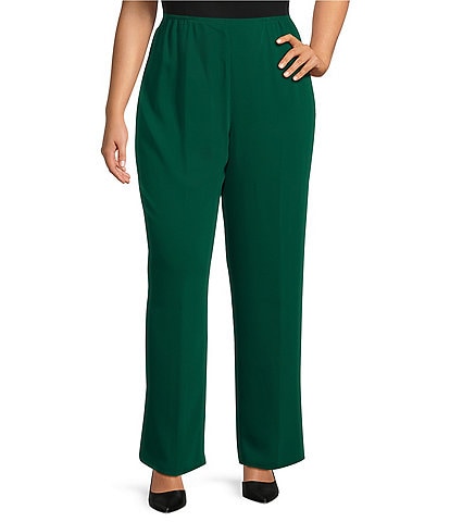 Caroline Rose Plus Size Matte Crepe Pull-On Straight Leg Pants