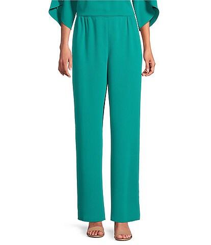 Caroline Rose Matte Crepe Pull-On Straight Leg Pants