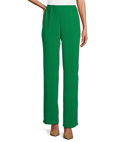 Caroline Rose Matte Crepe Pull-On Straight Leg Pants