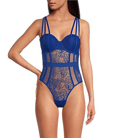 Cassandra Anika Lace Sweetheart Neck Contour Cup Strappy Bodysuit