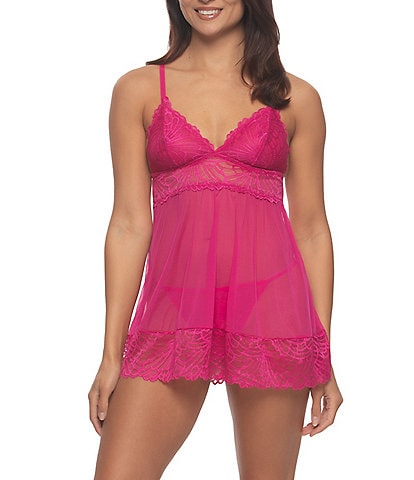 Cassandra Sarah Mesh & Lace V-Neck Sleeveless Babydoll
