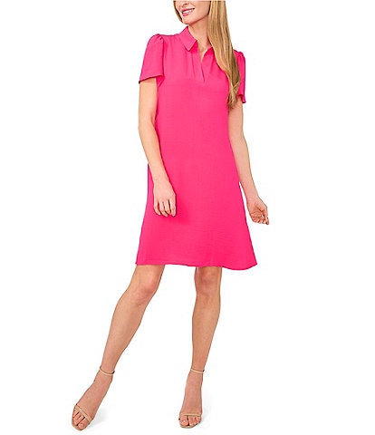 CeCe Collared V-Neck Short Sleeve Shift Dress