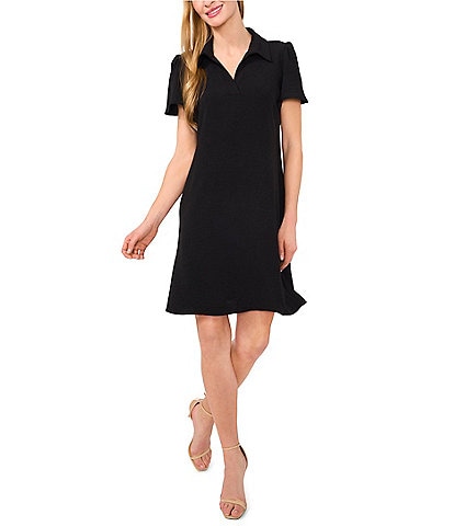 CeCe Collared V-Neck Short Sleeve Shift Dress
