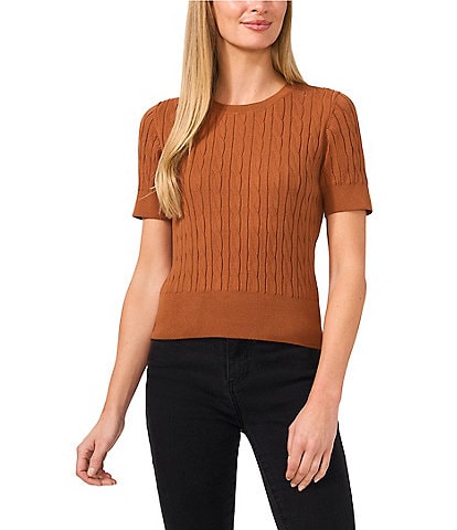 CeCe Crew Neck Short Sleeve Sweater