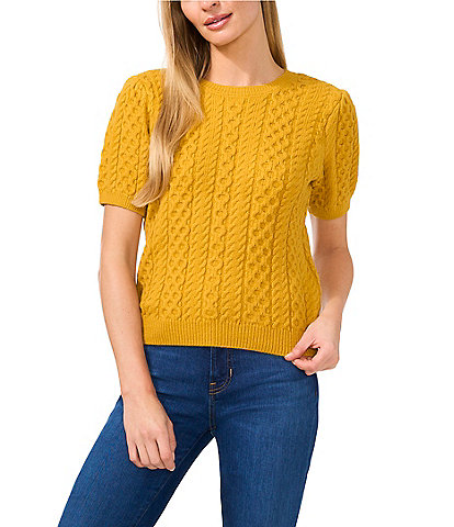 CeCe Crew Neck Short Sleeve Sweater