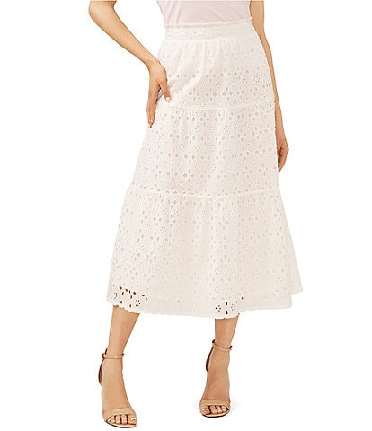 CeCe Eyelet Tiered Coordinating Maxi Skirt