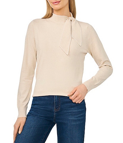 Cece Long Sleeve Tie Neck Sweater