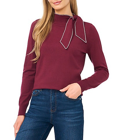 Cece Long Sleeve Tie Neck Sweater