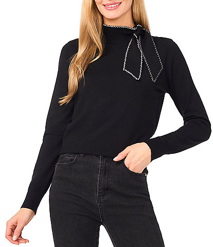 Cece Long Sleeve Tie Neck Sweater