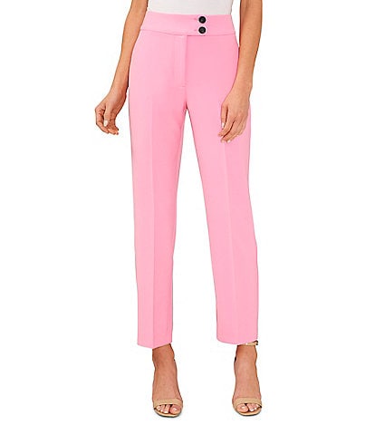 CeCe Tapered Straight Leg Pleat Front Ankle Crop Twill Trouser Pants