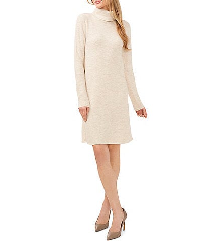 CeCe Turtleneck Long Sleeve Knee Length Shift Sweater Dress