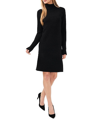 CeCe Turtleneck Long Sleeve Knee Length Shift Sweater Dress