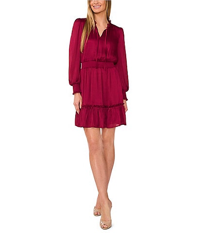 CeCe V-Neck Solid Long Sleeve Dress