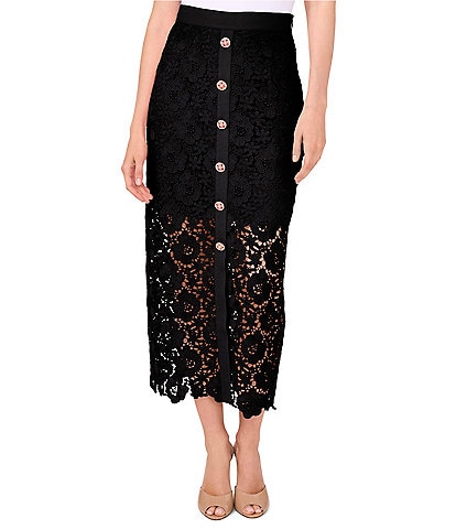CeCe Woven Lace Midi Pencil Coordinating Midi Skirt