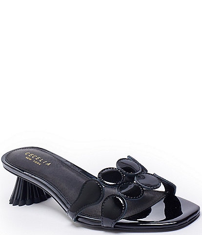 Cecelia New York Bunny Patent Leather Banded Scalloped Dress Slides