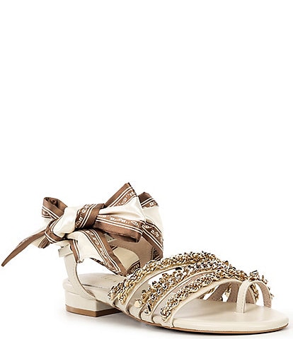 Cecelia New York Ember Leather Strappy Chain Link Ankle Strap Sandals