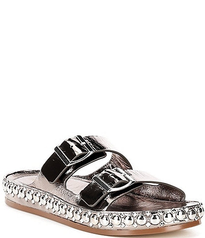 Cecelia New York Emma Studded Leather Double Banded Slide Sandals