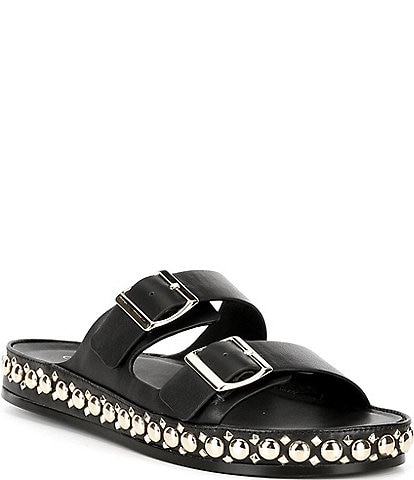 Cecelia New York Emma Studded Leather Double Banded Slide Sandals