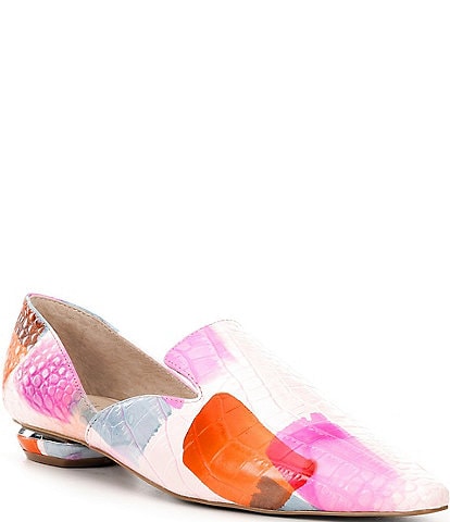 Cecelia New York Flew Colorblock Croco Print Leather Flats