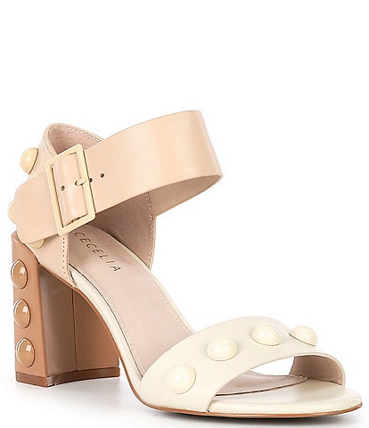 Cecelia New York Gail Leather Colorblock Studded Sandals