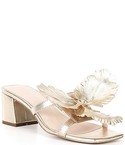 Cecelia New York Happy Leather Flower Ornament Dress Slide Sandals