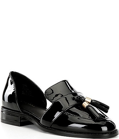 Cecelia New York Linear Patent Leather Tassel d'Orsay Flats