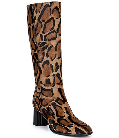 Cecelia New York Olga Tall Leopard Animal Print Block Heel Boots