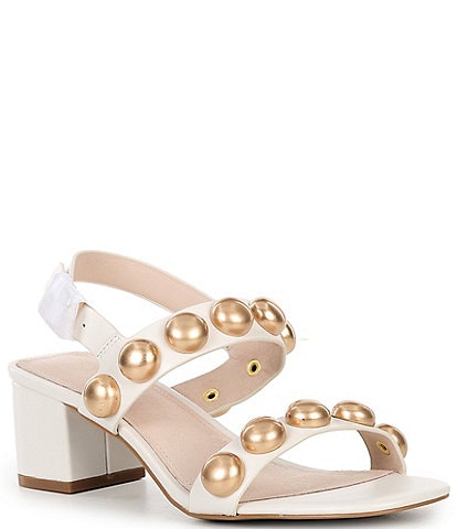 Cecelia New York Rally Leather Studded Block Heel Sandals