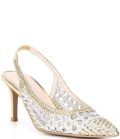 Cecelia New York Reflection Woven Metallic Slingback Pumps
