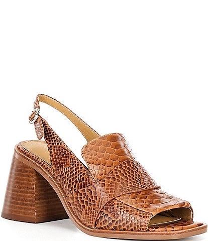 Cecelia New York Splash Snake Print Leather Slingback Peep Toe Loafer Pumps