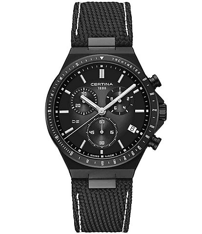 Certina Men's DS-7 Quartz Analog Black Strap Watch