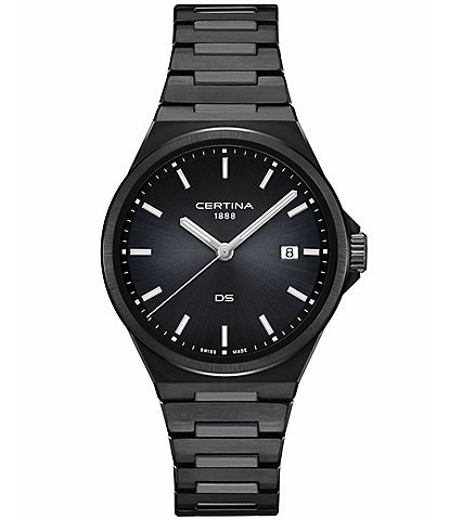 Certina Men's DS-7 Quartz Analog Black Tone Stainless Steel Bracelet Watch