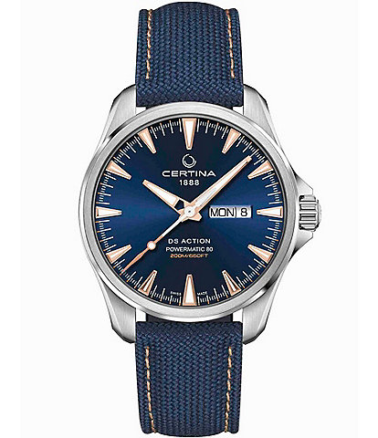 Certina Men's DS Action Day Automatic Blue Leather Strap Watch
