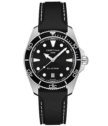 Certina Men's Ds Action Quartz Analog Rubber Strap Watch