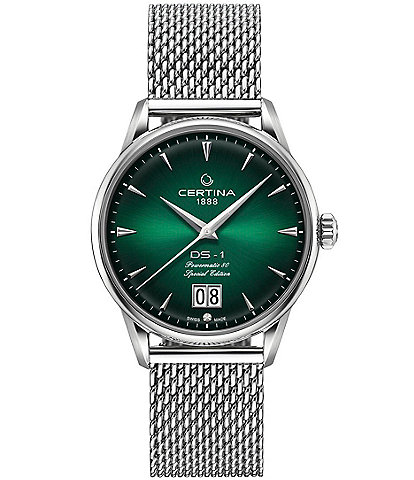 Certina Men's DS Big Date Powermatic Automatic Stainless Steel Mesh Bracelet Watch