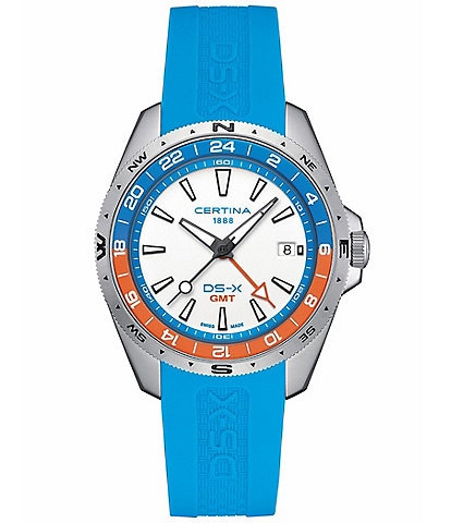 Certina Men's DS-X GMT Quartz Analog Rubber Strap Watch