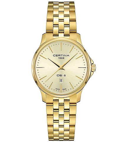 Certina Women's DS-8 Lady Quartz Analog Gold Tone Stainless Steel Bracelet Watch