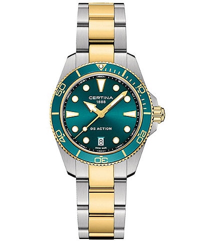 Certina Women's Ds Action Quartz Analog Two Tone Stainless Steel Bracelet Watch