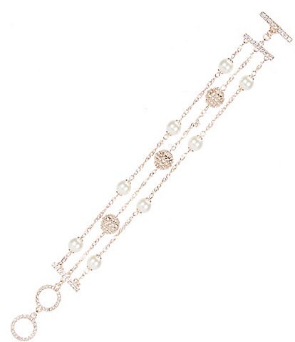 Cezanne 3 Row Pearl Pave Ball Line Bracelet