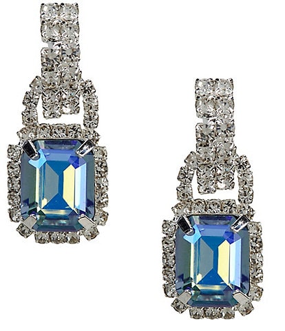Cezanne Aruba Blue Square Drop Hoop Earrings