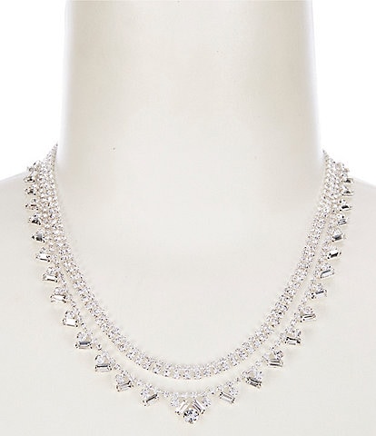 Cezanne Baguette 2 Row Crystal Statement Necklace