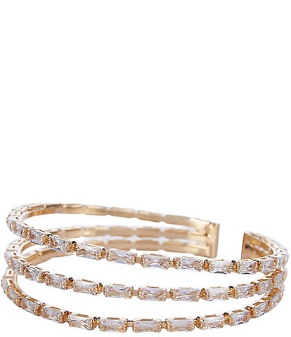 Cezanne Baguette Floating Rows Cuff Bracelet