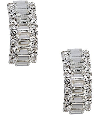 Cezanne Baguette Pave Hoop Earrings