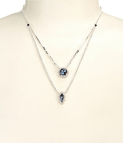 Cezanne Blue Duo Drops Statement Necklace