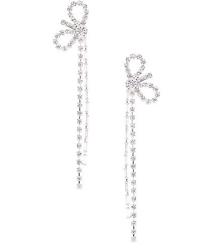 Cezanne Bow Tassel Long Crystal Chandelier Earrings