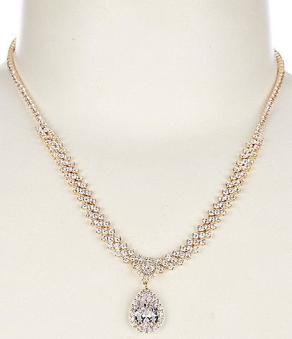 Cezanne C by Cezanne CZ Pear Drop Short Pendant Necklace
