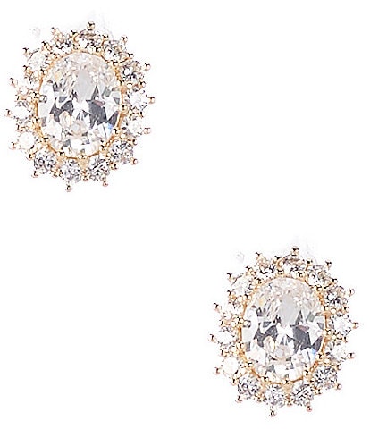 Cezanne C by Cezanne Oval CZ Solitaire Stud Earrings